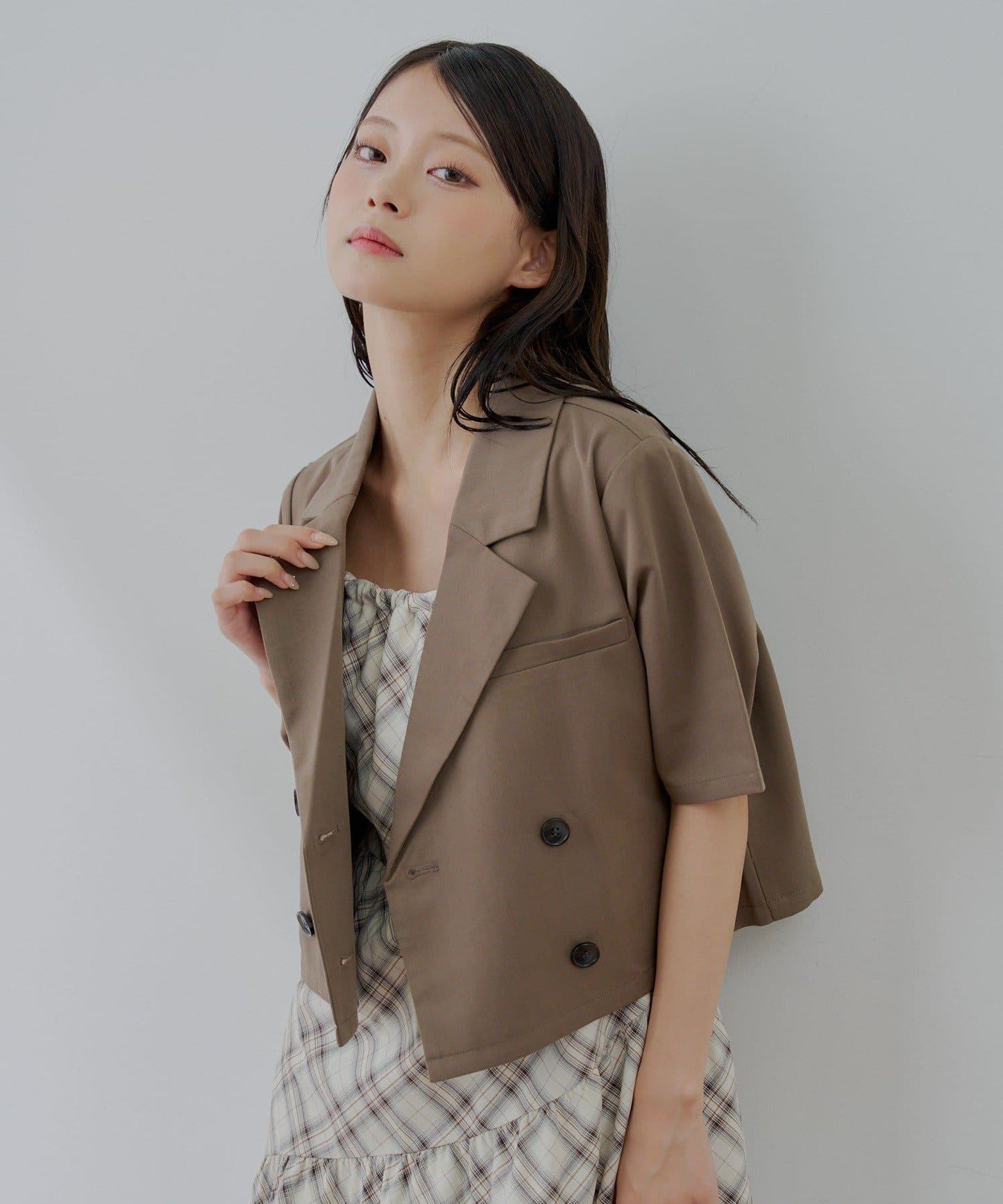 半袖雙排扣西裝外套