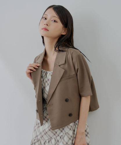 半袖雙排扣西裝外套