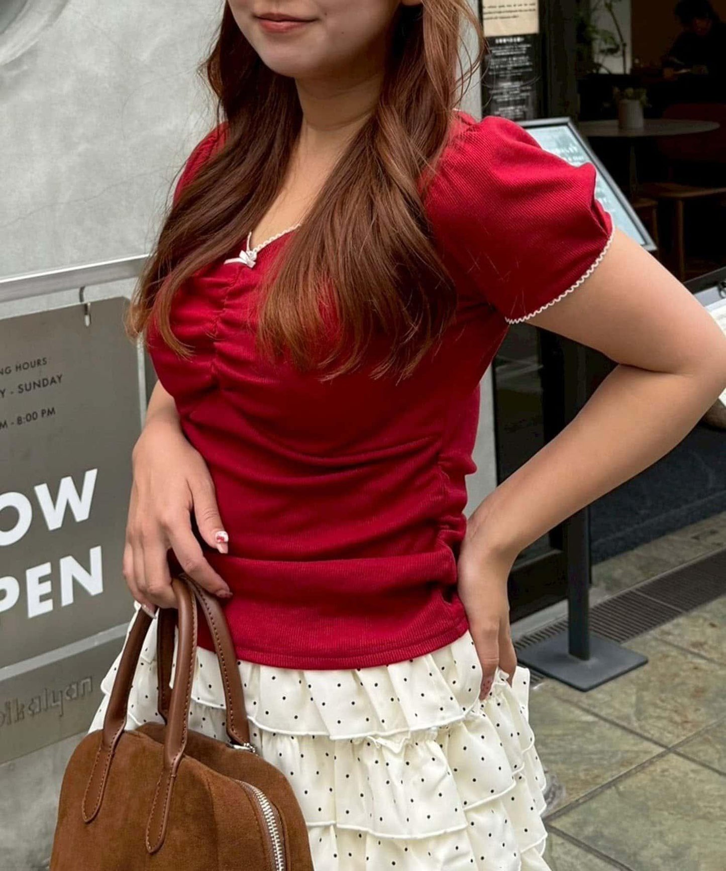 【@may_81o精選】網眼抽褶T-shirt