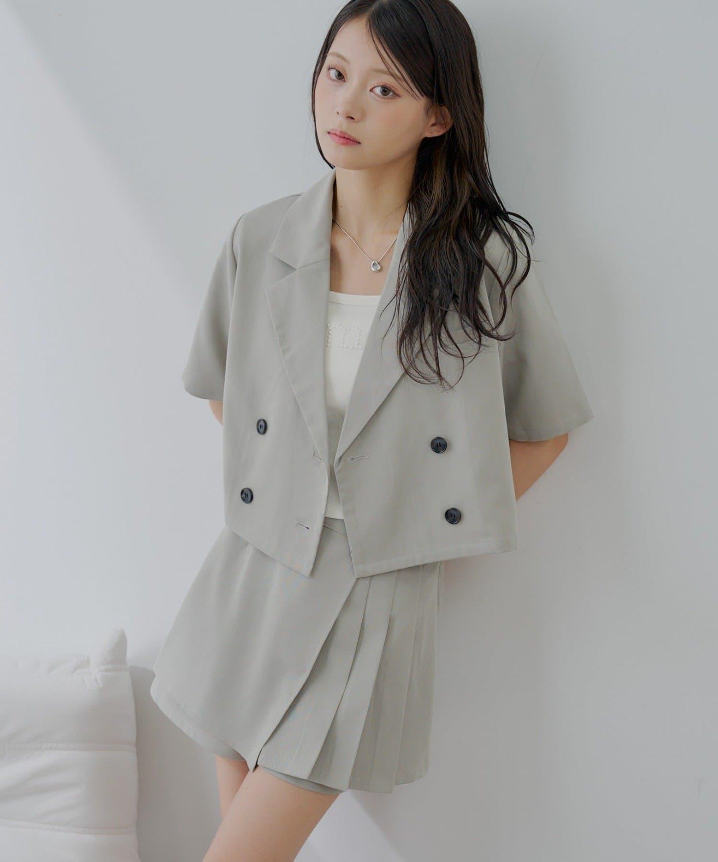 半袖雙排扣西裝外套