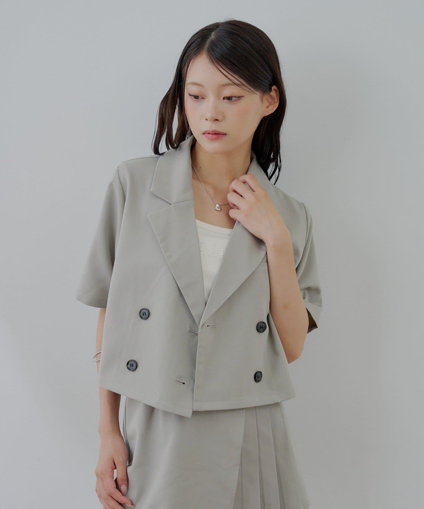 半袖雙排扣西裝外套