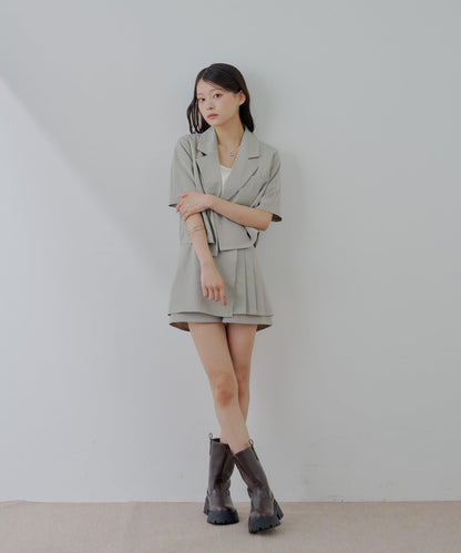 半袖雙排扣西裝外套