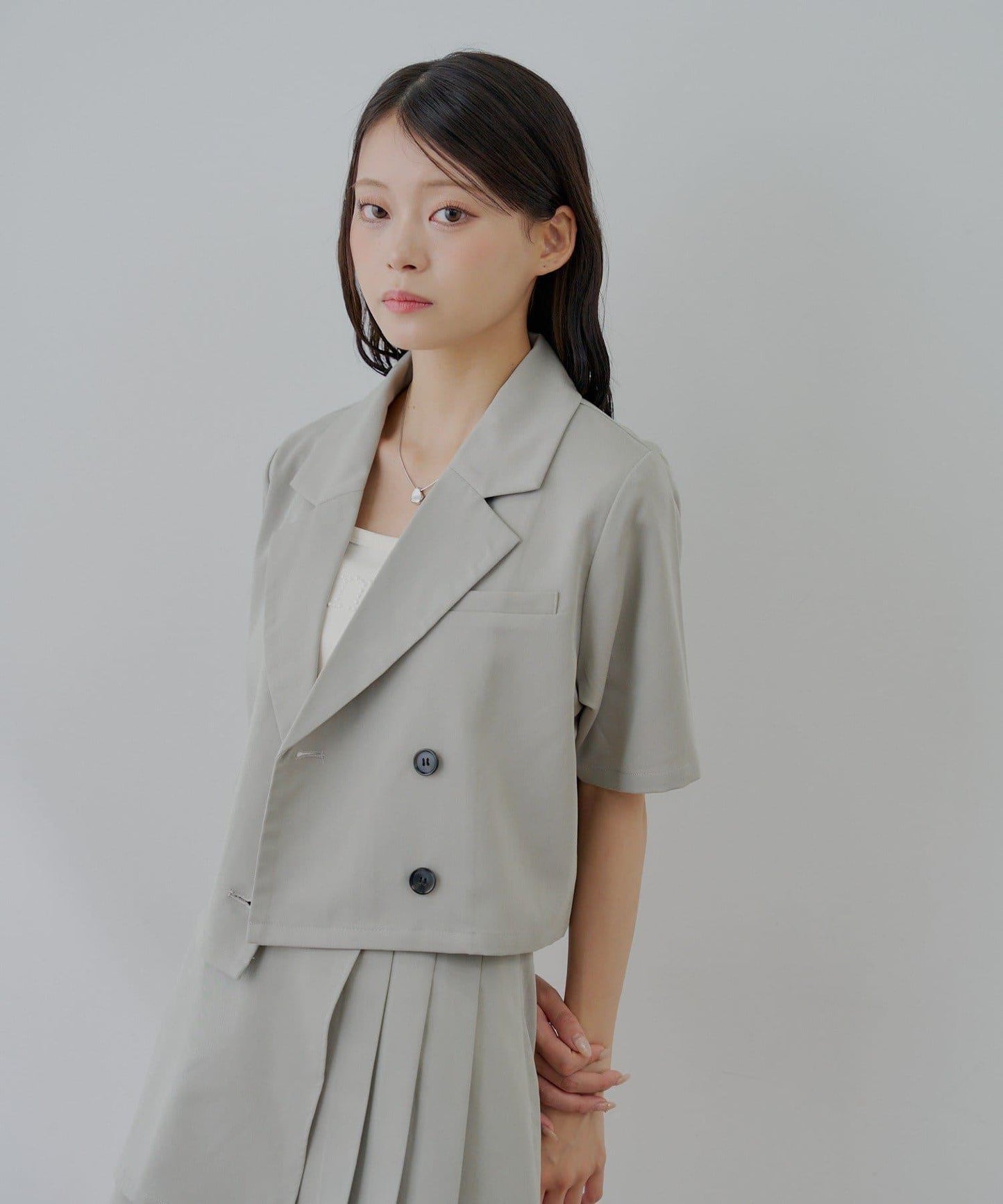 半袖雙排扣西裝外套