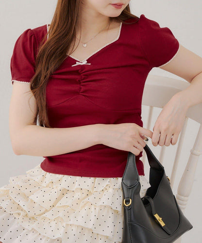 【@may_81o精選】網眼抽褶T-shirt