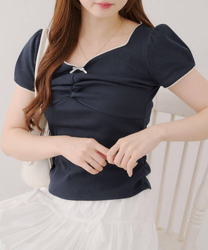 【@may_81o精選】網眼抽褶T-shirt