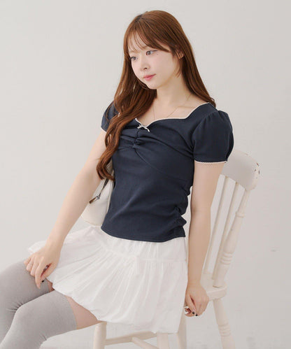 【@may_81o精選】網眼抽褶T-shirt