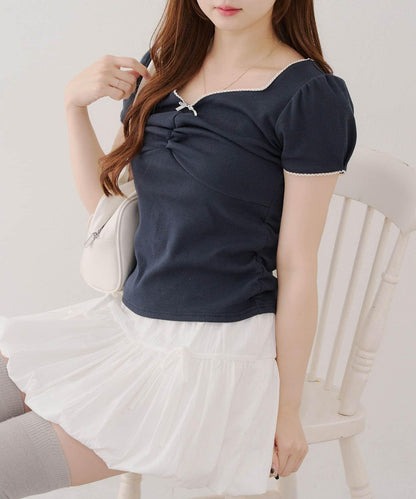 【@may_81o精選】網眼抽褶T-shirt