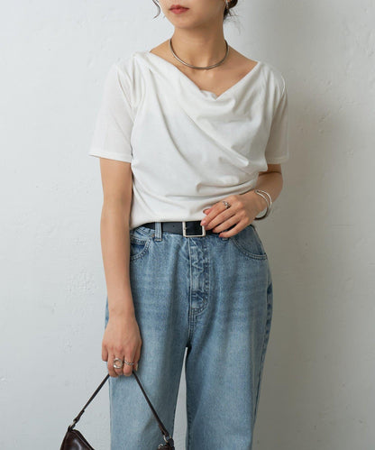 2向肩部垂墜T恤