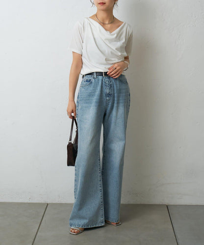 2向肩部垂墜T恤