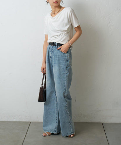 2向肩部垂墜T恤