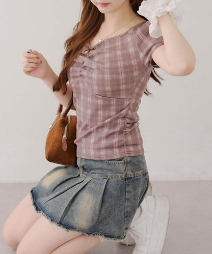 【@may_81o精選】網眼抽褶T-shirt