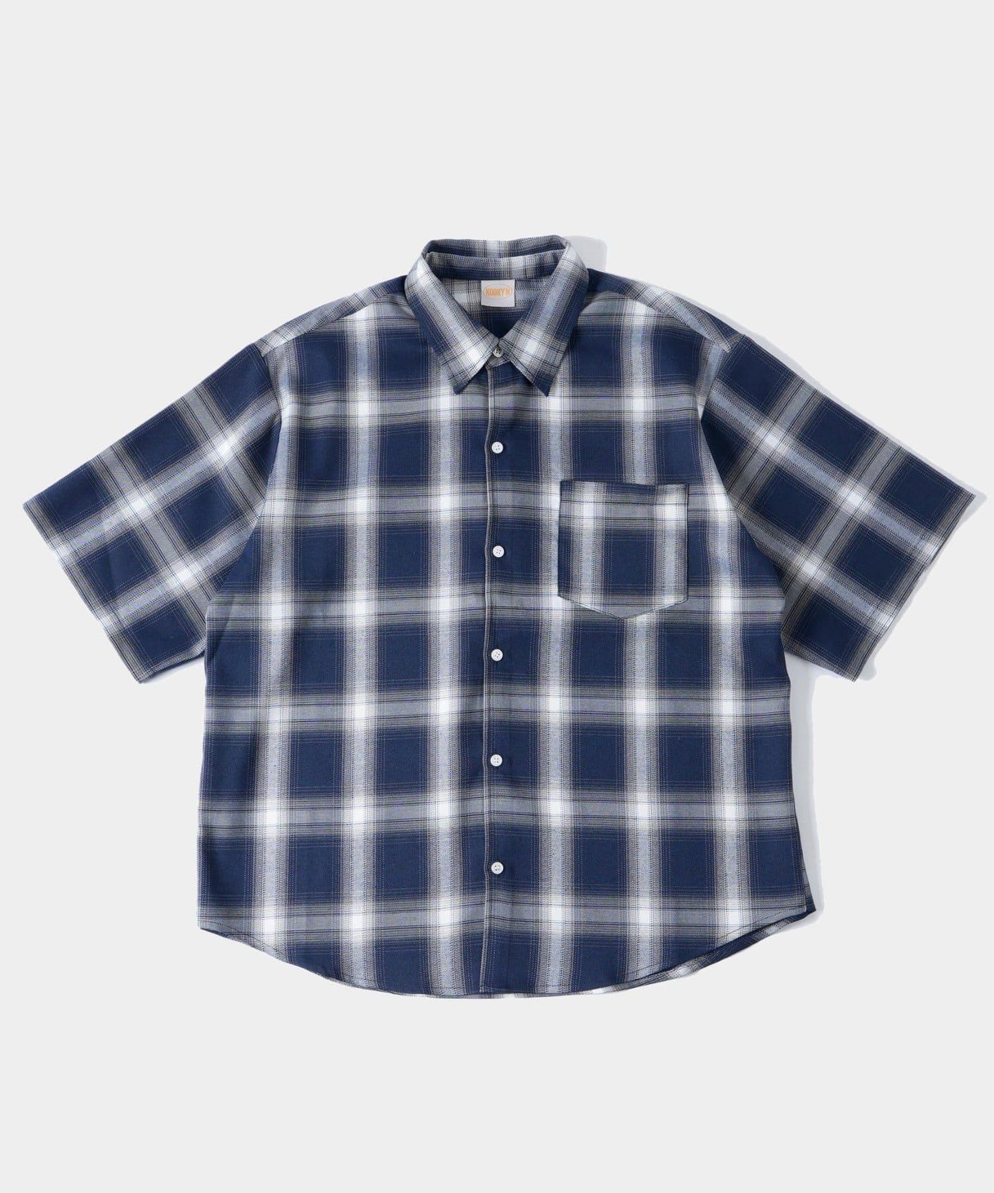 漸變格紋短袖襯衫