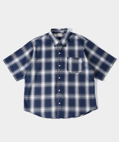 漸變格紋短袖襯衫