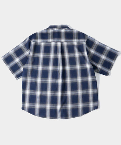 漸變格紋短袖襯衫