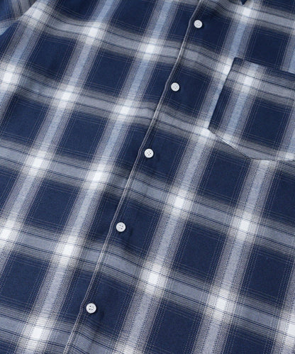 漸變格紋短袖襯衫