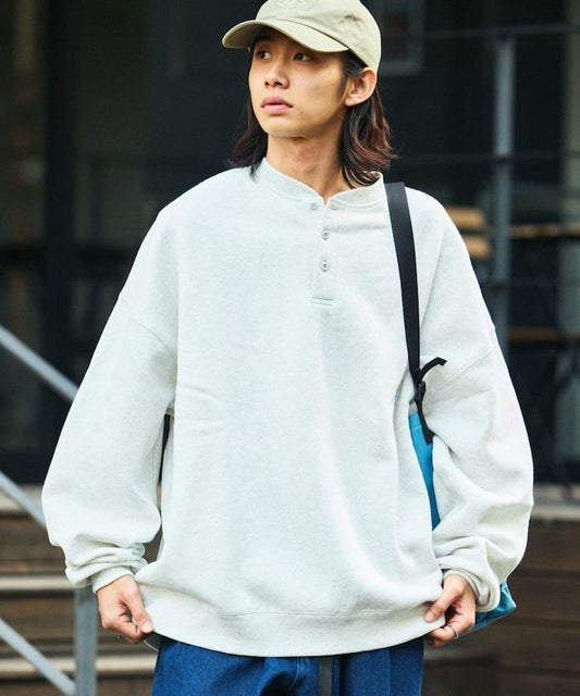 寬鬆版型亨利領衛衣套頭衫