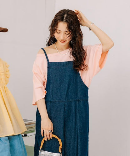 2way 平滑logo T恤/單肩印花T恤