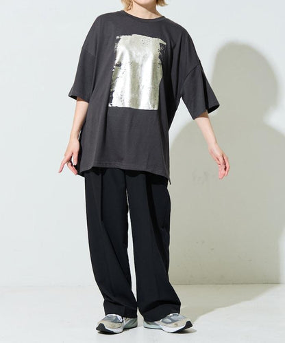 箔印圖案 大尺寸 短袖襯衫