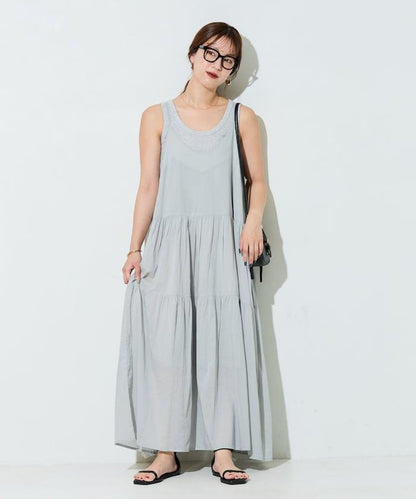 印度風層疊拼接吊帶連衣裙