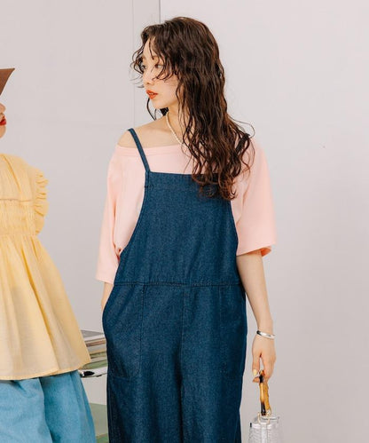 2way 平滑logo T恤/單肩印花T恤