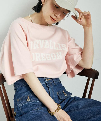 2way 平滑logo T恤/單肩印花T恤