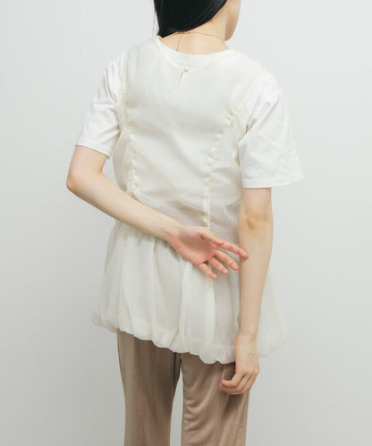 抽繩泡泡袖上衣