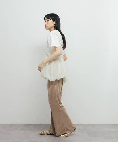 抽繩泡泡袖上衣