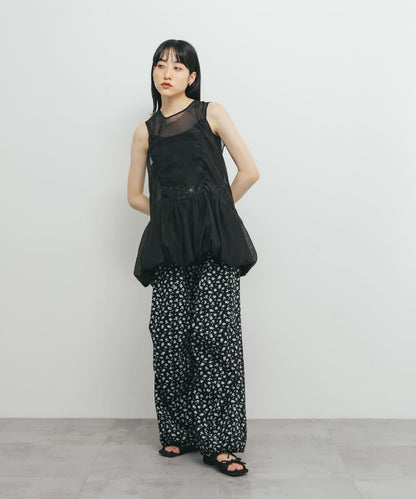 抽繩泡泡袖上衣