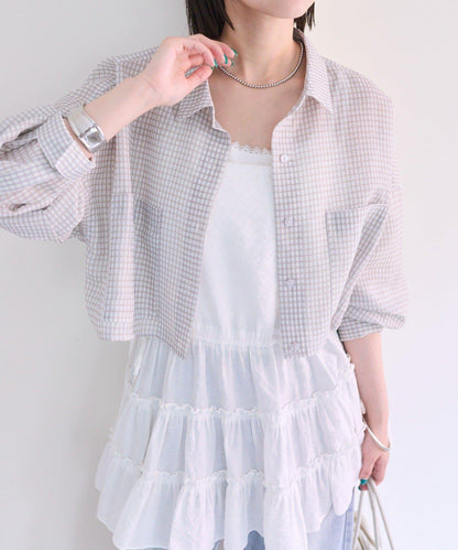 mystic 透紗短款襯衫