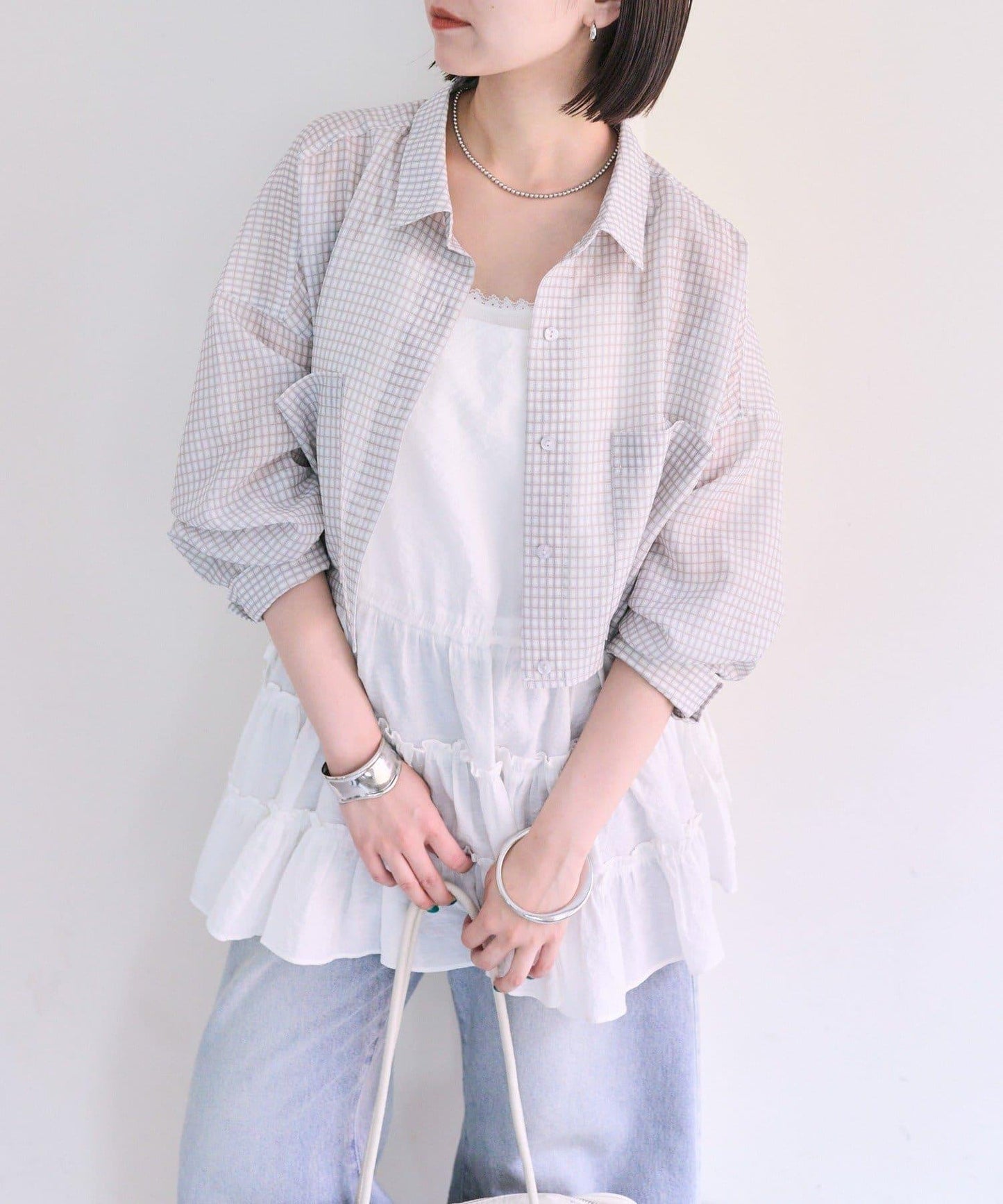 mystic 透紗短款襯衫