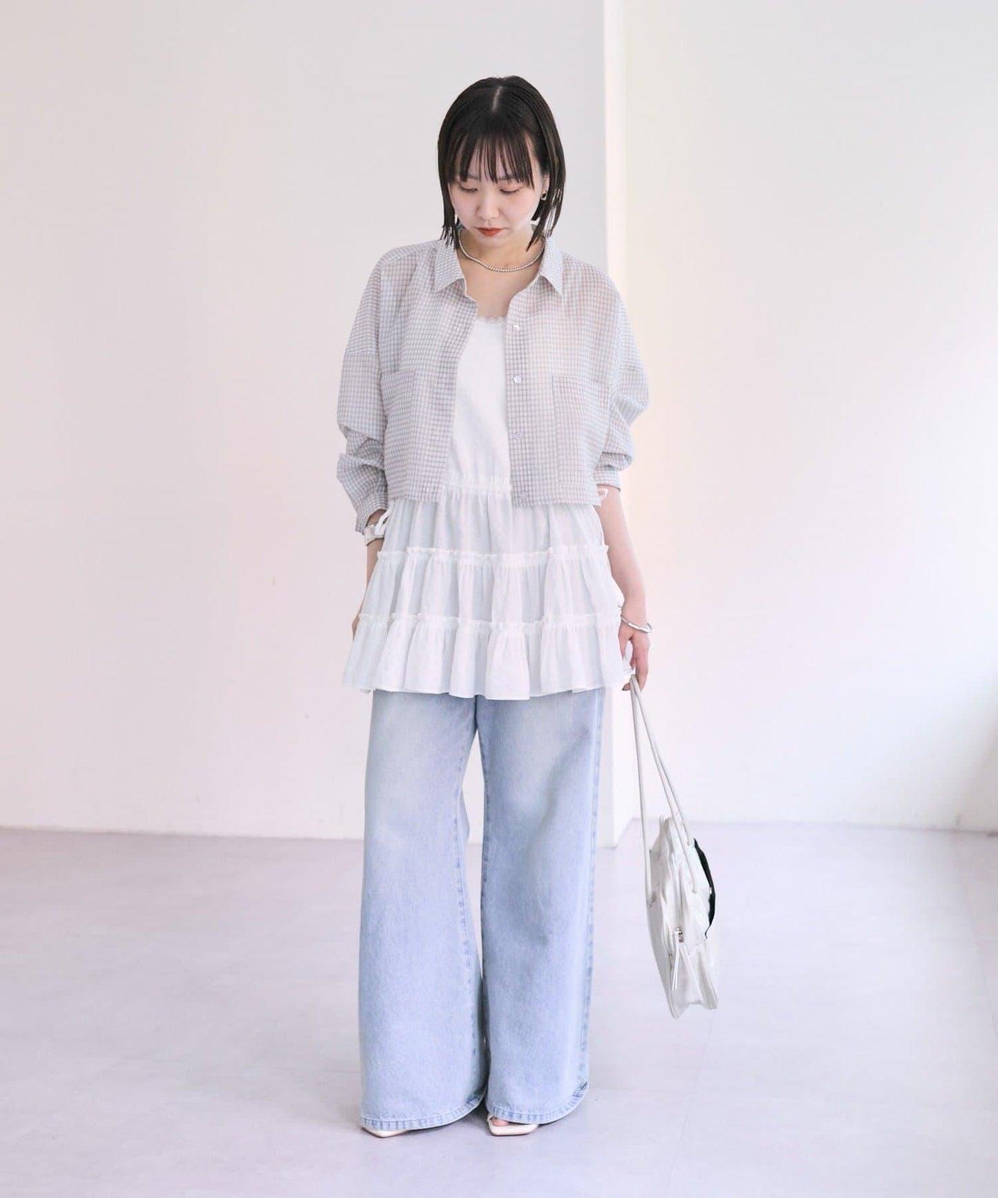 mystic 透紗短款襯衫