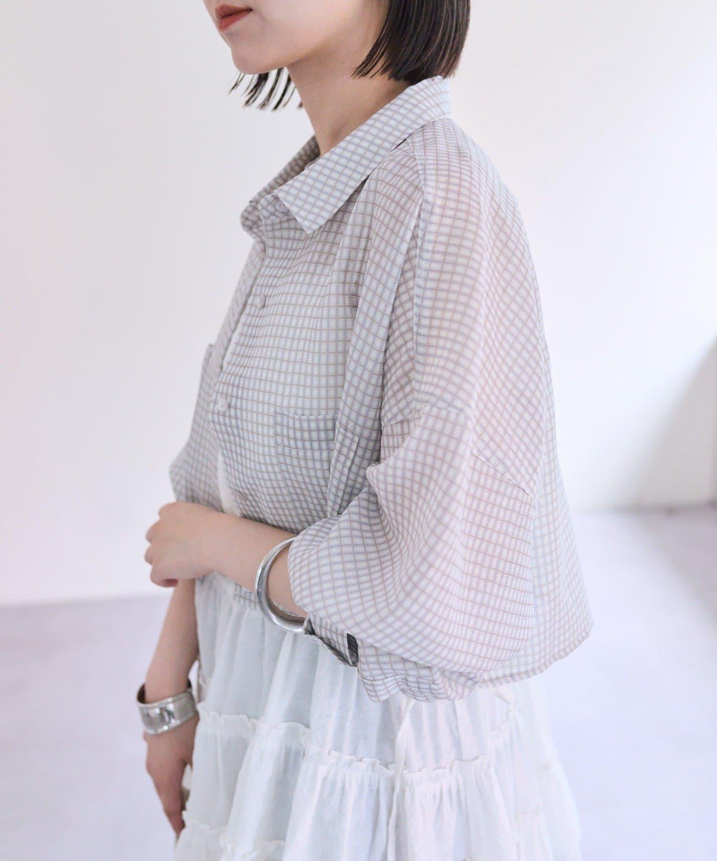 mystic 透紗短款襯衫