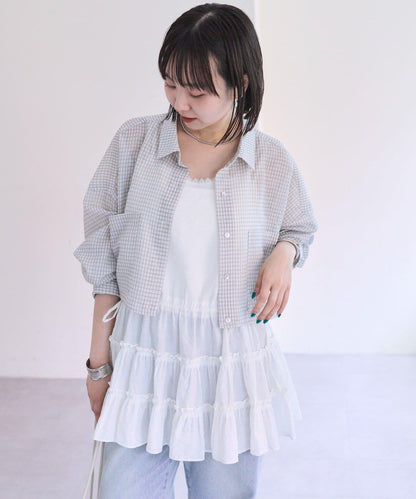 mystic 透紗短款襯衫