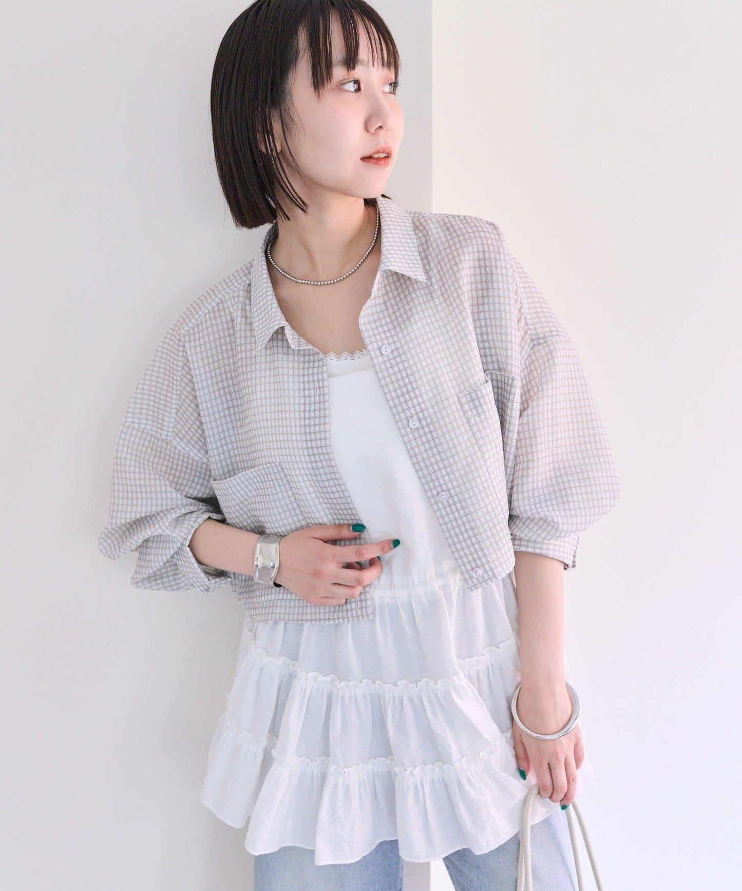 mystic 透紗短款襯衫