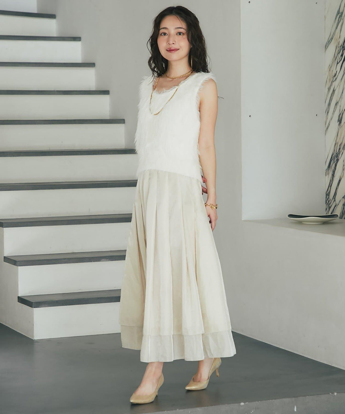 【La boutique BonBon】閃耀透視褶皺半身裙