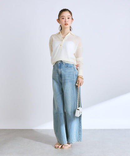 【La boutique BonBon】馬海毛混紡透視針織POLO衫