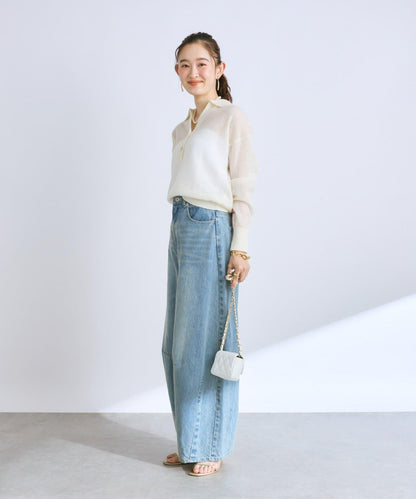 【La boutique BonBon】馬海毛混紡透視針織POLO衫