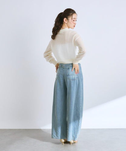 【La boutique BonBon】馬海毛混紡透視針織POLO衫
