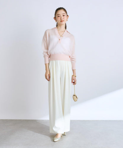 【La boutique BonBon】馬海毛混紡透視針織POLO衫