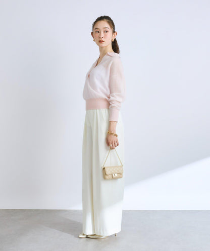 【La boutique BonBon】馬海毛混紡透視針織POLO衫