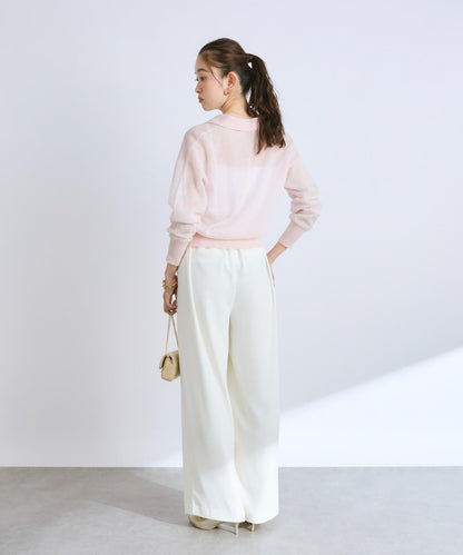【La boutique BonBon】馬海毛混紡透視針織POLO衫