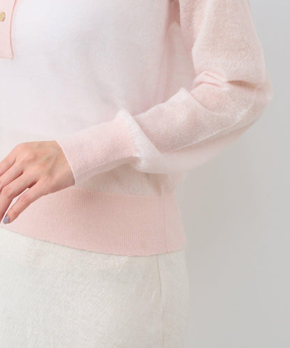 【La boutique BonBon】馬海毛混紡透視針織POLO衫