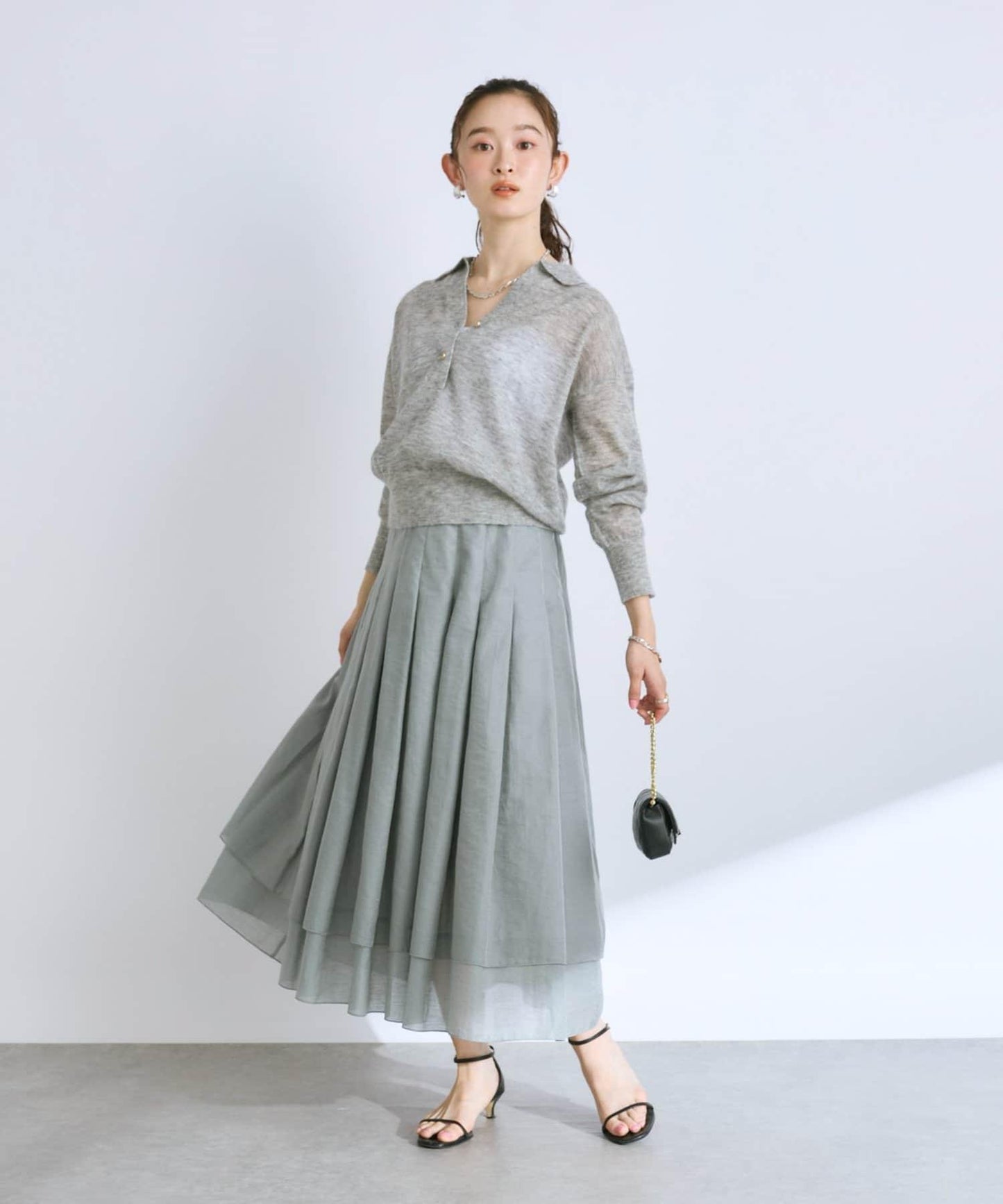 【La boutique BonBon】閃耀透視褶皺半身裙