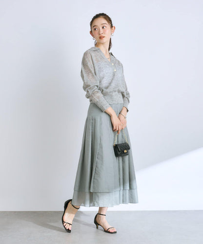 【La boutique BonBon】馬海毛混紡透視針織POLO衫