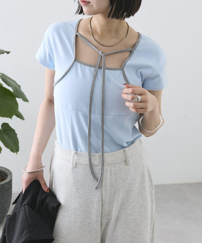 【神秘】配色領圈短袖T恤