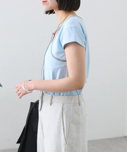 【神秘】配色領圈短袖T恤