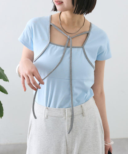 【神秘】配色領圈短袖T恤