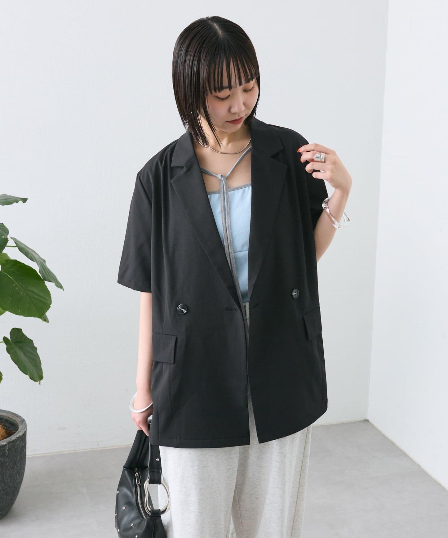 【神秘】配色領圈短袖T恤