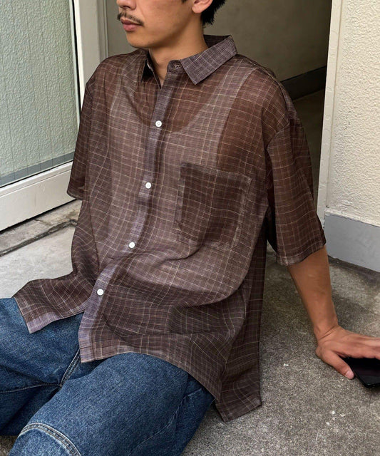 網眼拼花短袖襯衫