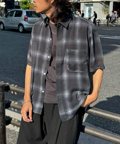 網眼拼花短袖襯衫